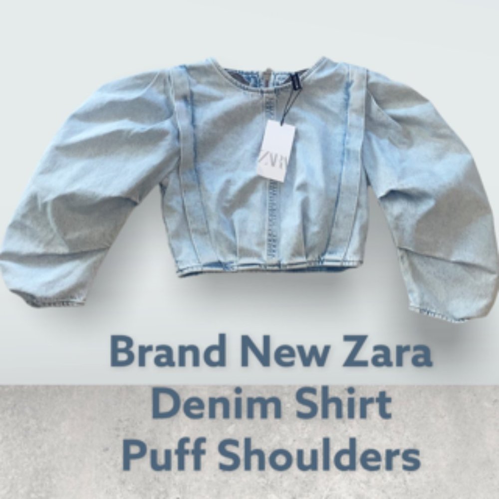 Denim Puff Shoulder Top